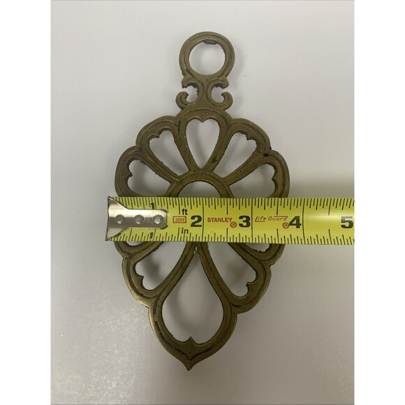 Vintage Brass 3 Footed Leaf Design Trivets 7.5” Long Set Of‎ 2 - Picture 6 of 6